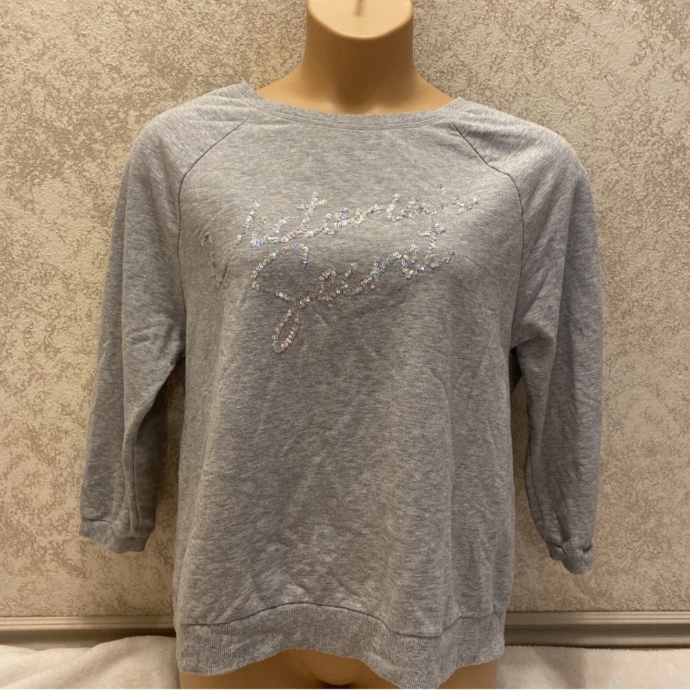 Victoria's Secret Gray Sweatshirt with Sequin Script